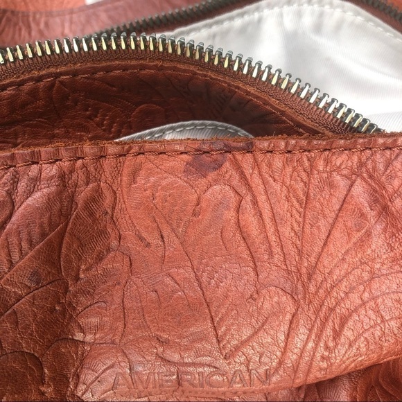 American Leather Company Liberty Shopper  Brandy Tooled Purse - Picture 6 of 11